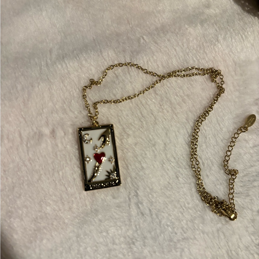 Tai The Lovers Tarot Card necklace with gold chain